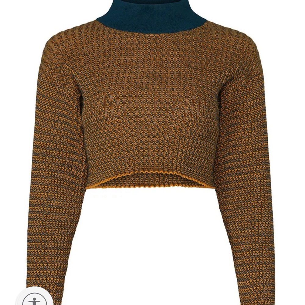 Victor Glemaud Mock Neck Cropped Knit Sweater - Picture 8 of 8